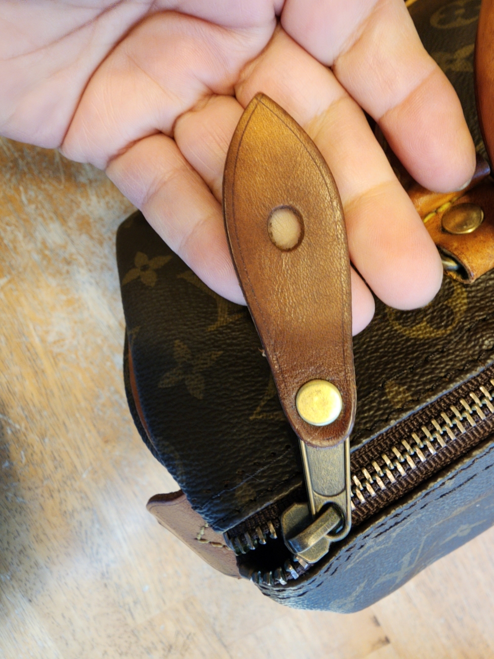 Louis Vuitton Monogram Canvas Satchel in Brown with Tan Trim - Picture 7 of 16